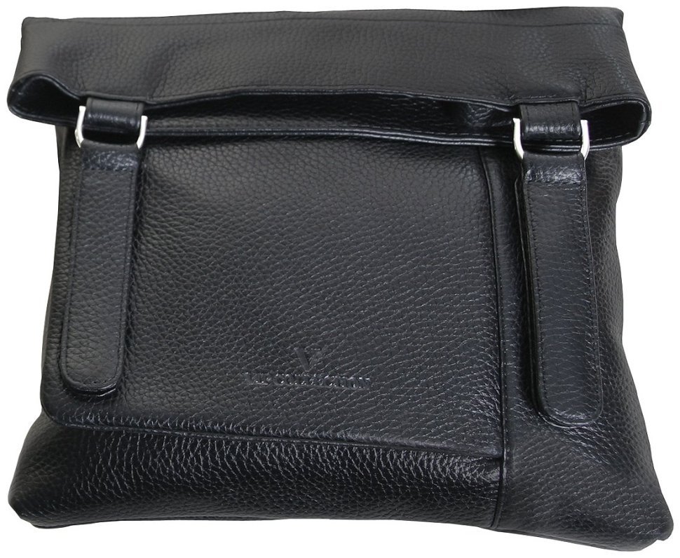 Повсякденна чоловіча сумка месенджер із фактурної шкіри через плече Vip Collection чорного кольору 102657 фото №3 Повсякденна чоловіча сумка месенджер із фактурної шкіри через плече Vip Collection чорного кольору 102657 modnotak фото №3