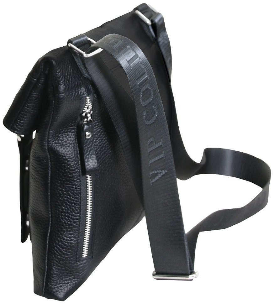 Повсякденна чоловіча сумка месенджер із фактурної шкіри через плече Vip Collection чорного кольору 102657 фото №4 Повсякденна чоловіча сумка месенджер із фактурної шкіри через плече Vip Collection чорного кольору 102657 modnotak фото №4