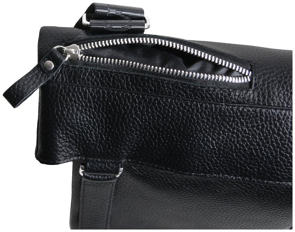 Повсякденна чоловіча сумка месенджер із фактурної шкіри через плече Vip Collection чорного кольору 102657 фото №8 Повсякденна чоловіча сумка месенджер із фактурної шкіри через плече Vip Collection чорного кольору 102657 modnotak фото №8