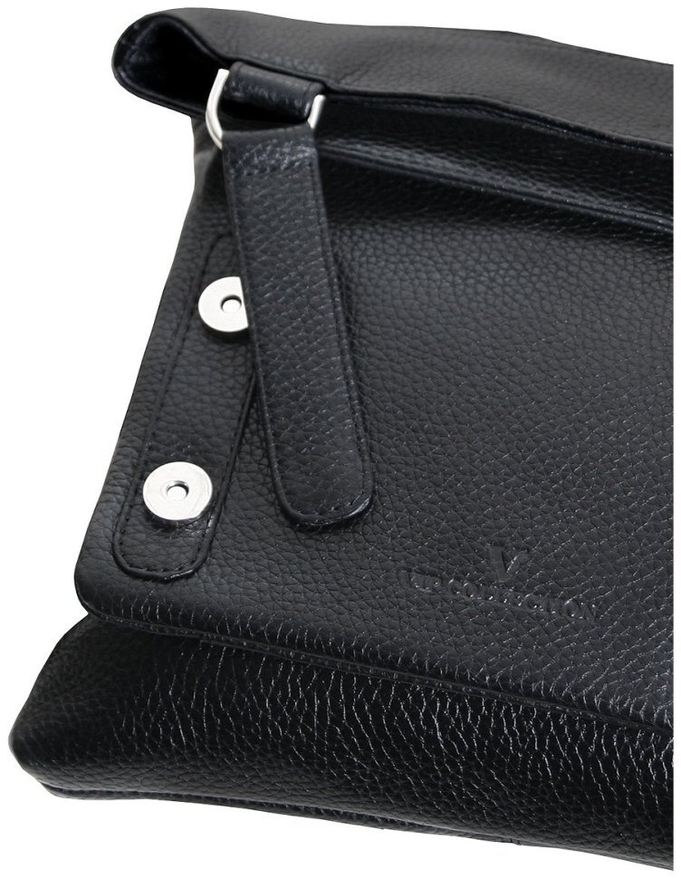 Повсякденна чоловіча сумка месенджер із фактурної шкіри через плече Vip Collection чорного кольору 102657 фото №9 Повсякденна чоловіча сумка месенджер із фактурної шкіри через плече Vip Collection чорного кольору 102657 modnotak фото №9