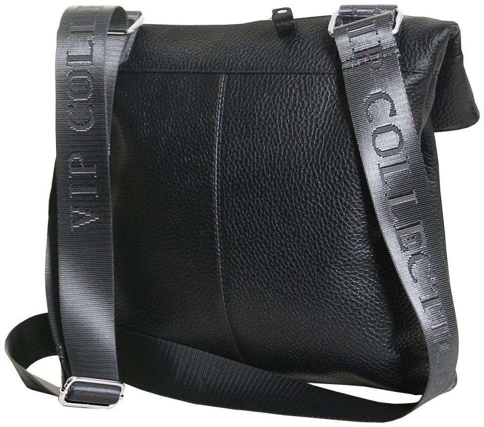 Повсякденна чоловіча сумка месенджер із фактурної шкіри через плече Vip Collection чорного кольору 102657 фото №10 Повсякденна чоловіча сумка месенджер із фактурної шкіри через плече Vip Collection чорного кольору 102657 modnotak фото №10
