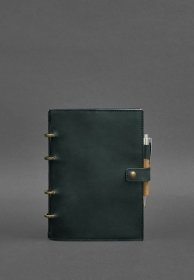Кожаный блокнот с датированным блоком (Софт-бук) в зеленом цвете - BlankNote (42657)