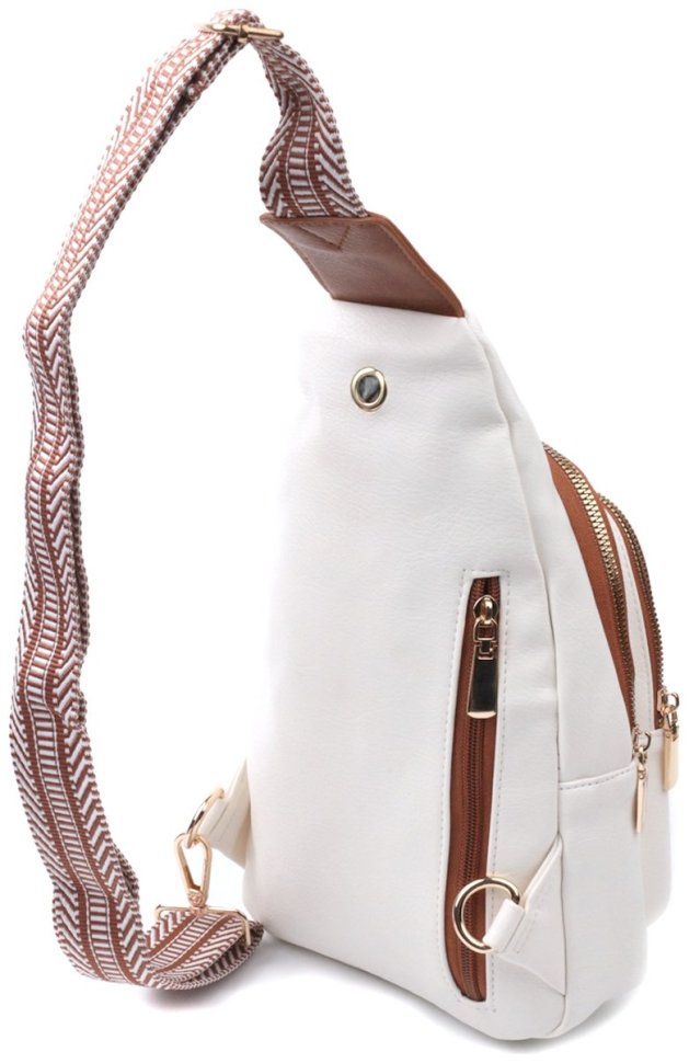 Модна жіноча слінг сумка зі шкірозамінника Vintage 22757 Білий фото №2 Модна жіноча слінг сумка зі шкірозамінника Vintage 22757 Білий modnotak фото №2