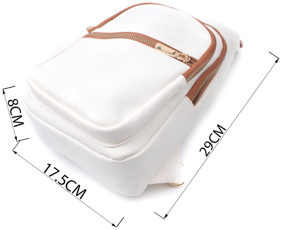 Модна жіноча слінг сумка зі шкірозамінника Vintage 22757 Білий фото №3 Модна жіноча слінг сумка зі шкірозамінника Vintage 22757 Білий modnotak фото №3