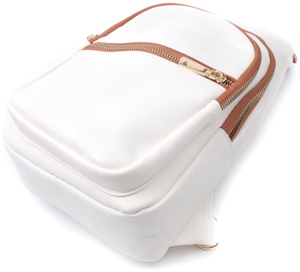 Модна жіноча слінг сумка зі шкірозамінника Vintage 22757 Білий фото №6 Модна жіноча слінг сумка зі шкірозамінника Vintage 22757 Білий modnotak фото №6