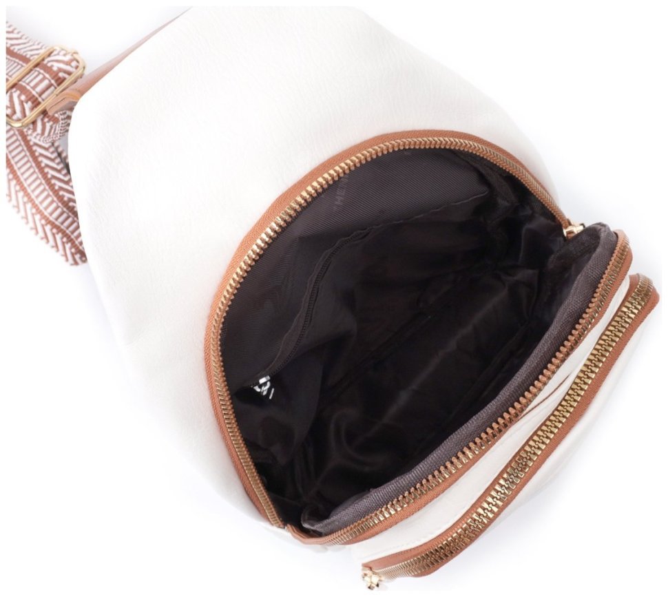 Модна жіноча слінг сумка зі шкірозамінника Vintage 22757 Білий фото №7 Модна жіноча слінг сумка зі шкірозамінника Vintage 22757 Білий modnotak фото №7