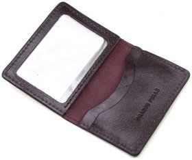 Мини обложка из натуральной кожи Алькор для автодокументов, удостоверения или ID-паспорта Grande Pelle 82757 цвет бордовый