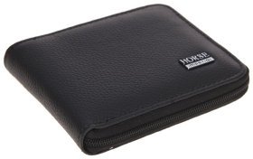 Мужской кожаный кошелек черного цвета с молниевой застежкой Horse Imperial 72957