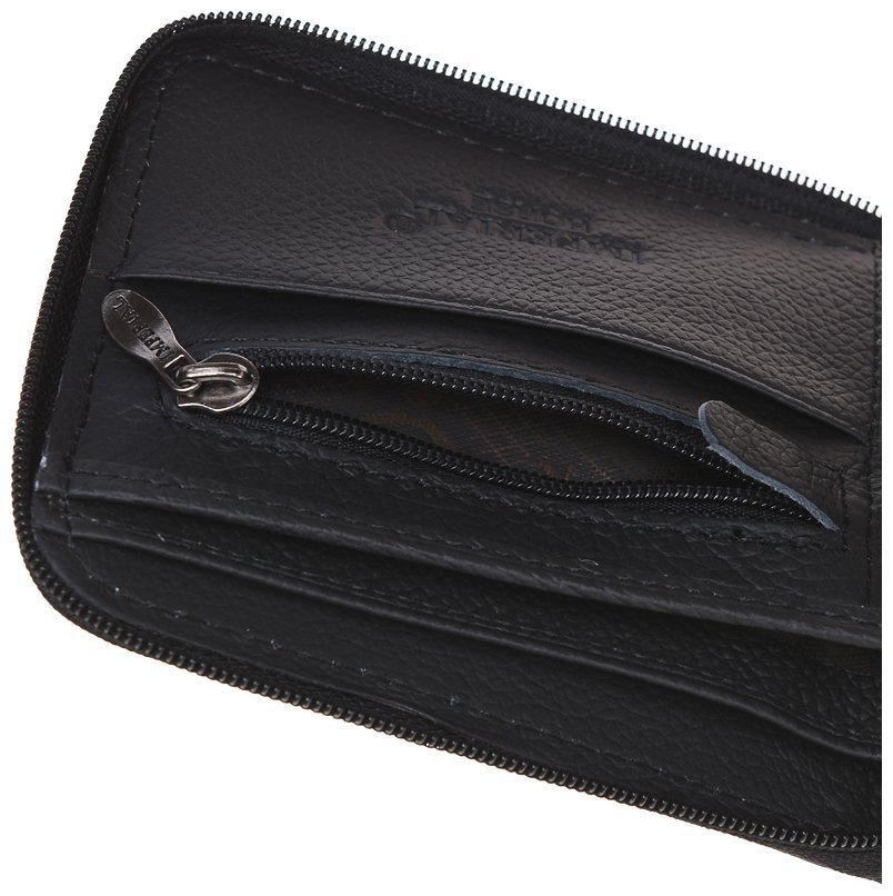 Мужской кожаный кошелек черного цвета с молниевой застежкой Horse Imperial 72957