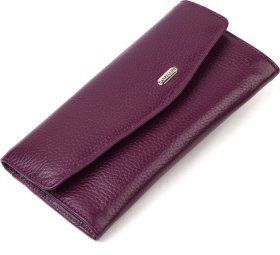 Фіолетовий жіночий гаманець із натуральної шкіри флотар із клапаном на кнопці CANPELLINI (2421693)