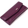 Фиолетовый женский кошелек из натуральной кожи флотар с клапаном на кнопке CANPELLINI (2421693) - 1