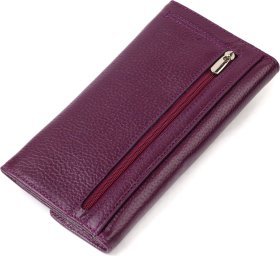 Фіолетовий жіночий гаманець із натуральної шкіри флотар із клапаном на кнопці CANPELLINI (2421693)