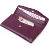 Фіолетовий жіночий гаманець із натуральної шкіри флотар із клапаном на кнопці CANPELLINI (2421693) - 3