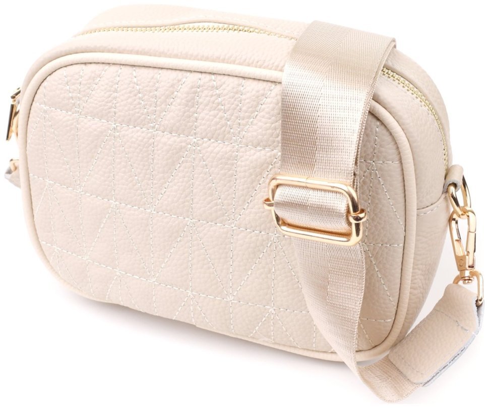 Стеганая женская сумка кросс-боди через плечо белого цвета Vintage 103157 modnotak фото №1