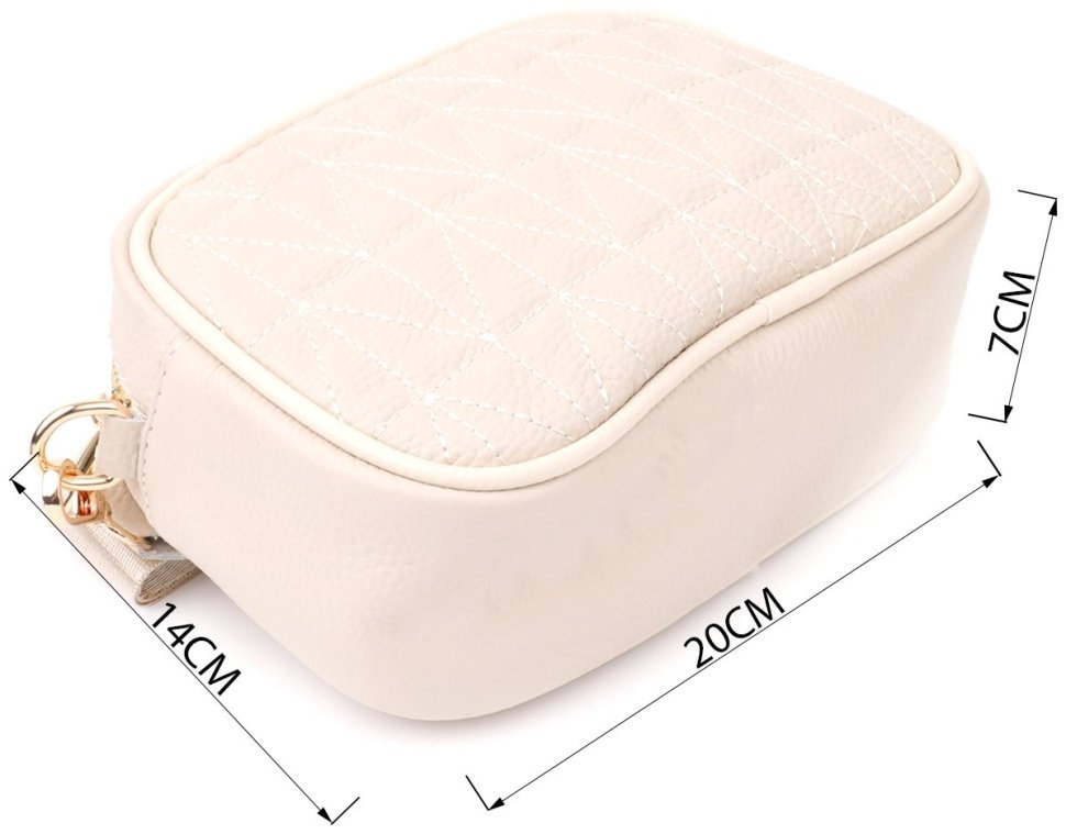 Стеганая женская сумка кросс-боди через плечо белого цвета Vintage 103157 modnotak фото №3