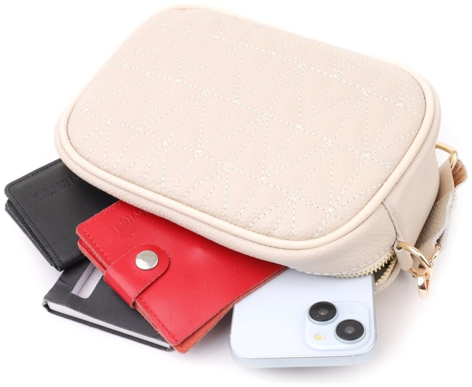 Стеганая женская сумка кросс-боди через плечо белого цвета Vintage 103157 modnotak фото №8