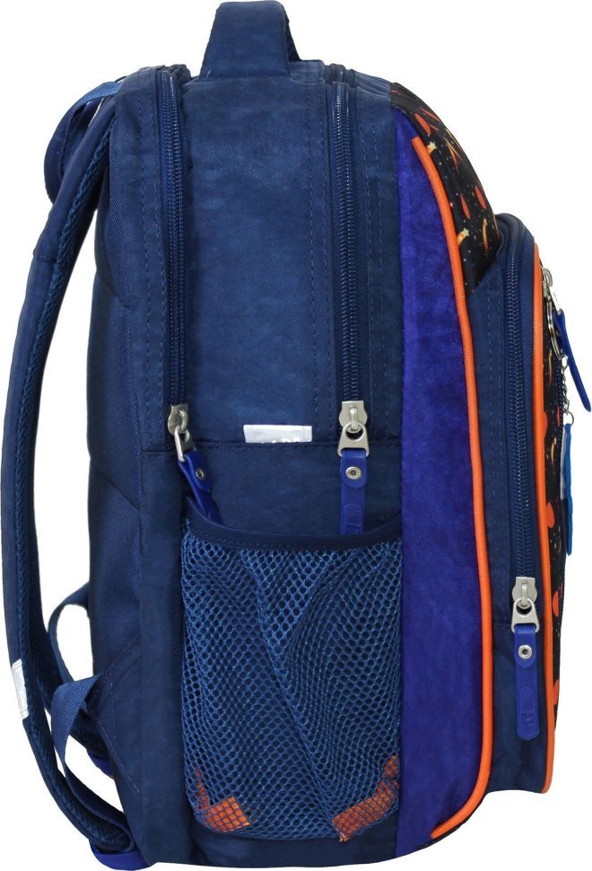 Шкільний текстильний рюкзак синього кольору з принтом на два відділення Bagland 53157