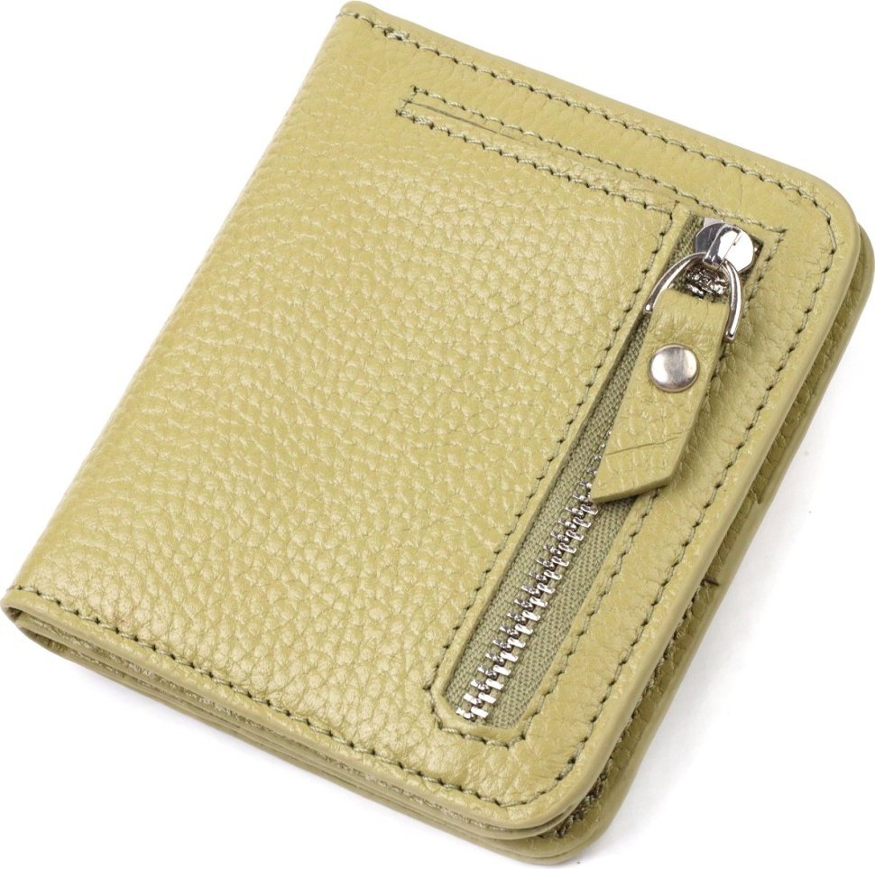 Маленький жіночий гаманець із натуральної шкіри флотар оливкового кольору CANPELLINI (2421793)