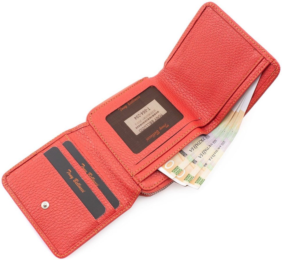 Яскравий гаманець з фіксацією на кнопці з натуральної шкіри Tony Bellucci (10586)
