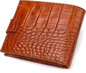 Руде чоловіче портмоне горизонтального типу з натуральної шкіри з тисненням під крокодила CANPELLINI (2421893)