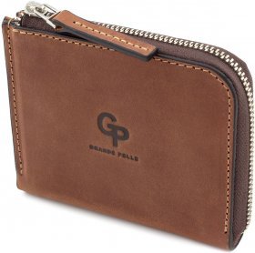 Вантажний гаманець коньячного кольору з вінтажній шкіри Grande Pelle (13307)