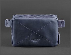 Стильная поясная сумка из натуральной синей кожи BlankNote Dropbag Mini (12628)