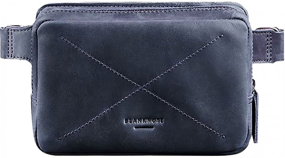 Стильна поясна сумка з натуральної синьої шкіри BlankNote Dropbag Mini (12628)