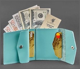 Бірюзовий жіночий гаманець з натуральної шкіри українського виробництва BlankNote (12505)
