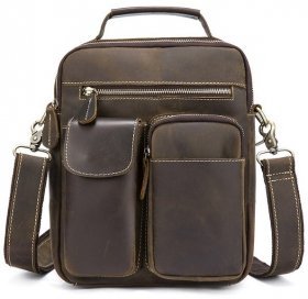 Мужская сумка-барсетка кожаная с ручкой и съемным ремнем Tiding Bag t1171