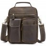 Чоловіча сумка-барсетка з vintage шкіри коричневого кольору з ручкою і знімним ременем Tiding Bag (21561) - 1