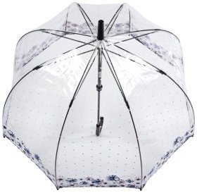 Зонт-трость женский Fulton Birdcage-2 L042 Flower Love (механика, прозрачный с цветочным принтом) 93857