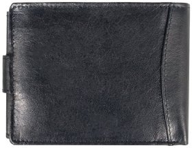 Якісний чоловічий гаманець з гладкої шкіри на кнопці із RFID-захистом JCB 93957 чорного кольору