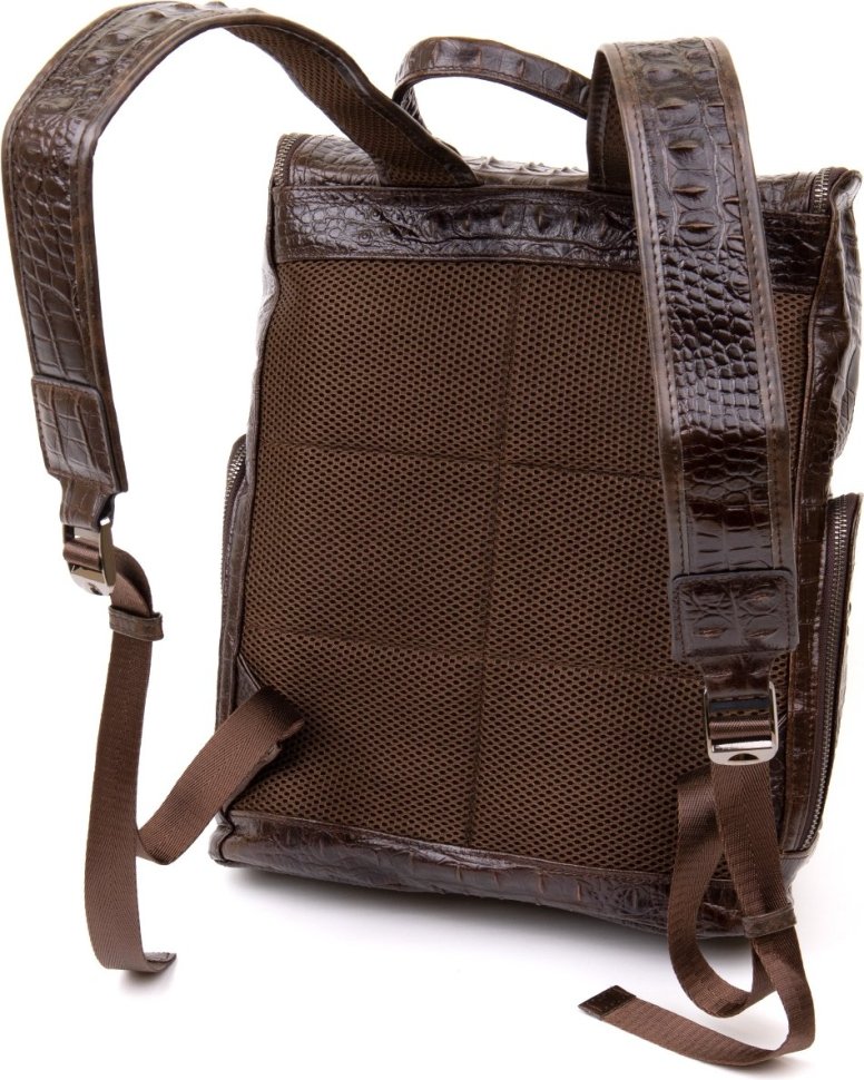 Коричневий шкіряний рюкзак під рептилію Vintage (20430)