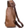 Практичная мужская сумка-рюкзак через плечо из рыжего кожзаменителя Vintage (20570) - 2