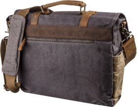 Вместительный текстильный портфель серого цвета Vintage (20059)