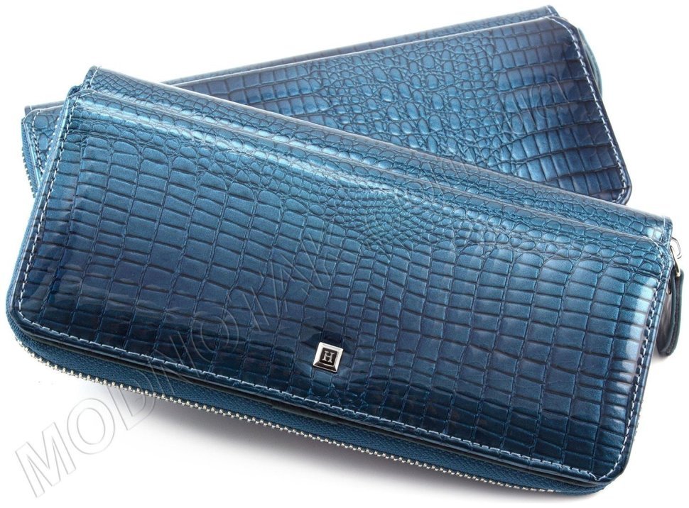 Кошелек лаковый на молнии с блоком под карточки H - Leather Accessories (17265) modnotak фото №1