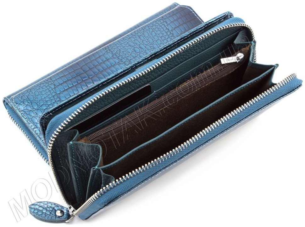 Кошелек лаковый на молнии с блоком под карточки H - Leather Accessories (17265) modnotak фото №2