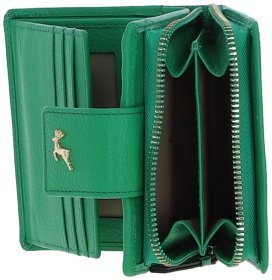 Містке жіноче портмоне з натуральної фактурної шкіри з RFID захистом Ashwood 94457 зеленого кольору