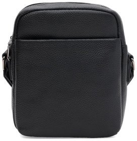 Качественная сумка планшет для мужчин из кожи флотар Borsa Leather 104557 черного цвета