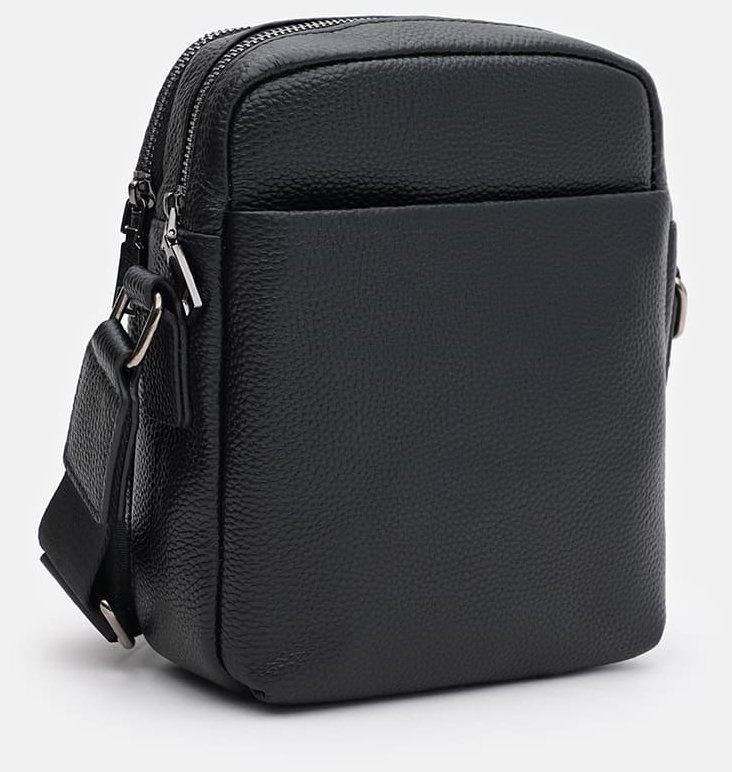 Качественная сумка планшет для мужчин из кожи флотар Borsa Leather 104557 черного цвета modnotak фото №2