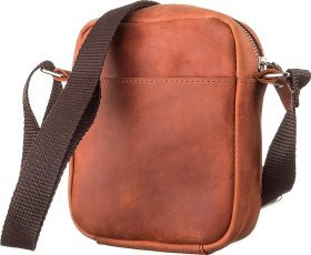 Маленька чоловіча вінтажна сумка з натуральної шкіри коньячного кольору SHVIGEL (11132)