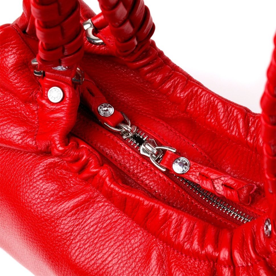 Велика горизонтальна жіноча сумка з натуральної червоної шкіри з ручками KARYA (2420843)