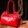 Большая горизонтальная женская сумка из натуральной красной кожи с ручками KARYA (2420843) - 9