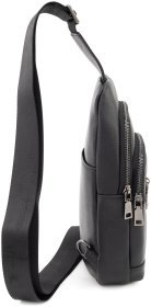 Мужская сумка-слинг из фактурной натуральной кожи Leather Collection 94557 черного цвета