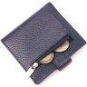 Синій повсякденний компактний гаманець із натуральної шкіри з хлястиком на кнопці KARYA (2420943) - 6