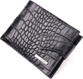 Чоловічий гаманець із затискачем для купюр з натуральної фактурної шкіри під крокодила KARYA (2421043)
