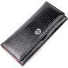 Чорний жіночий гаманець з натуральної лакованої шкіри з тисненням під змію KARYA (2421143) - 1