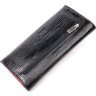 Чорний жіночий гаманець з натуральної лакованої шкіри з тисненням під змію KARYA (2421143) - 2