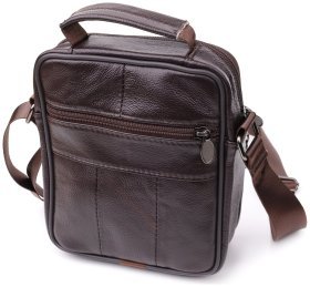 Компактна чоловіча сумка барсетка з натуральної фактурної шкіри Vintage 94857 коричневого кольору