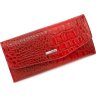 Шкіряний жіночий гаманець червоного кольору з клапаном на кнопці KARYA (21064) - 1
